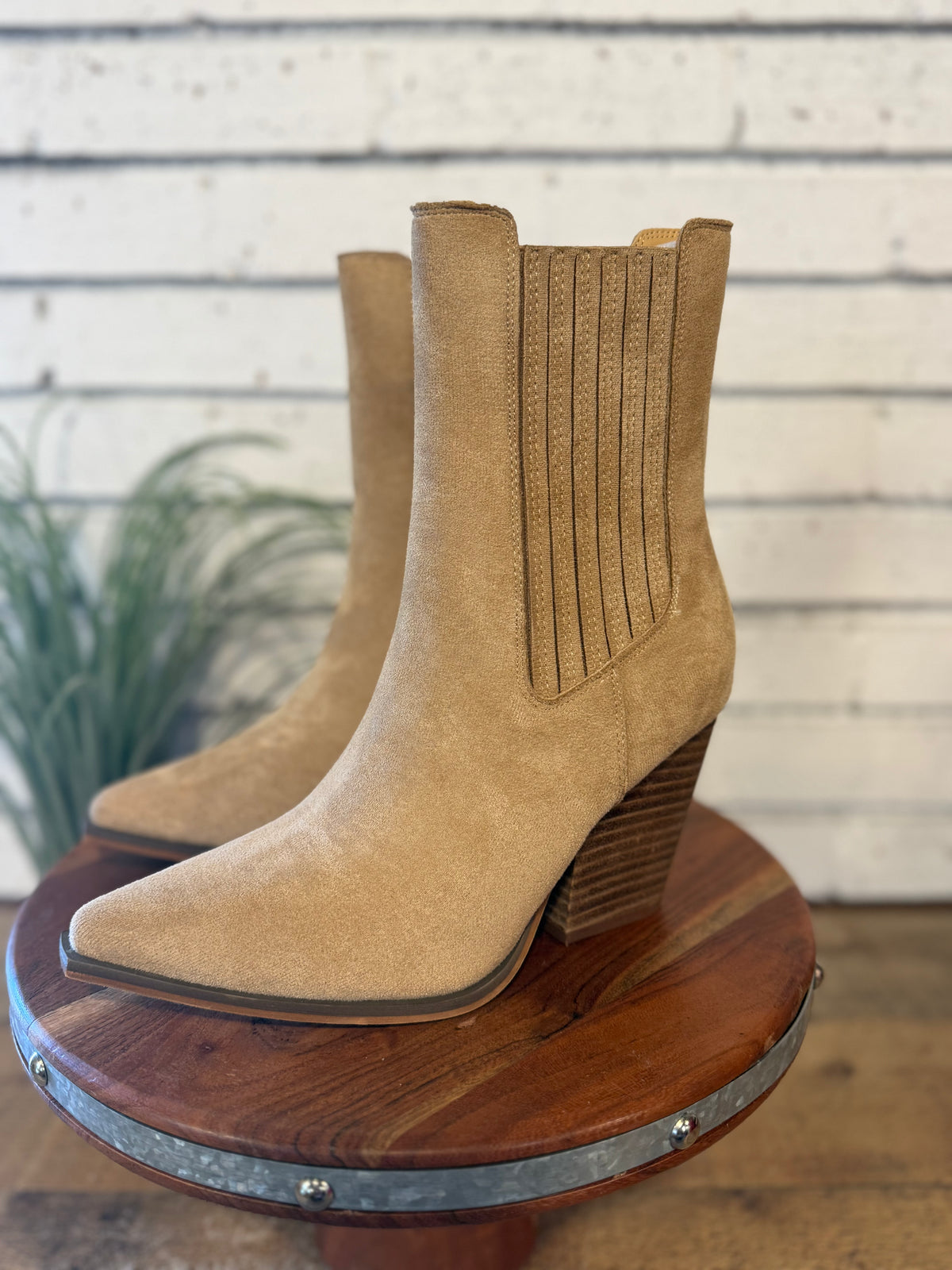 The Lydia Bootie | Almond Suede