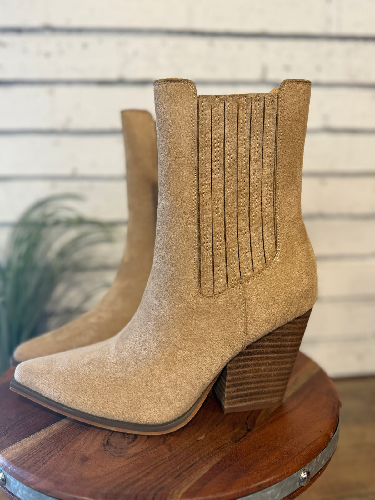 The Lydia Bootie | Almond Suede