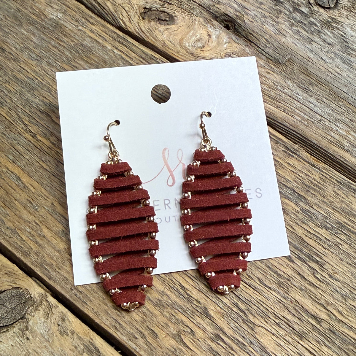 Suede Wrapped Earrings | Burgundy