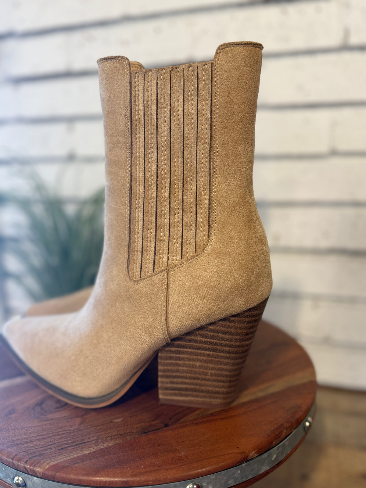 The Lydia Bootie | Almond Suede