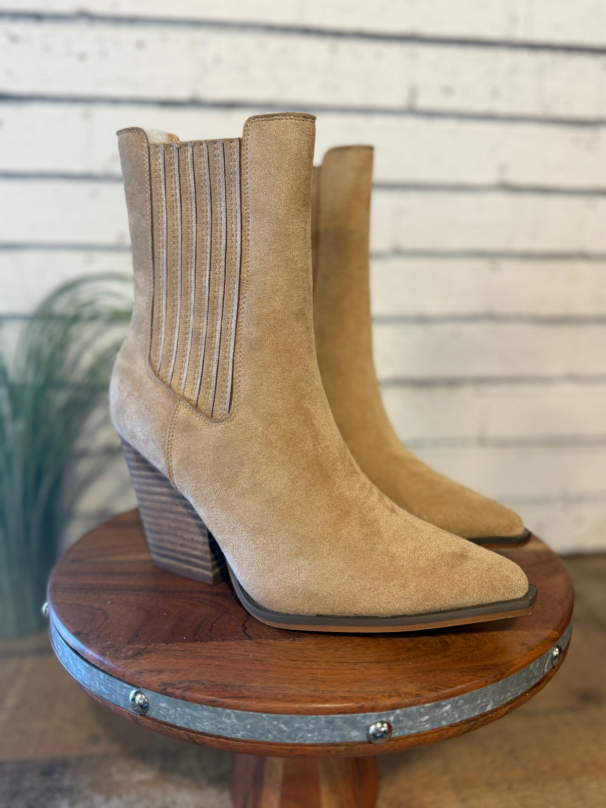 The Lydia Bootie | Almond Suede