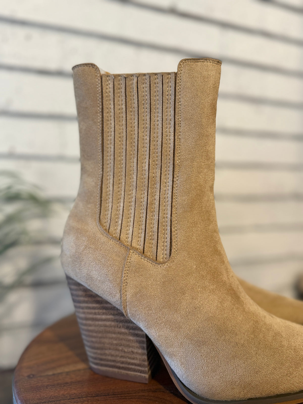 The Lydia Bootie | Almond Suede