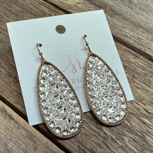 Glittery Hex Gem Stone Earrings | Gold