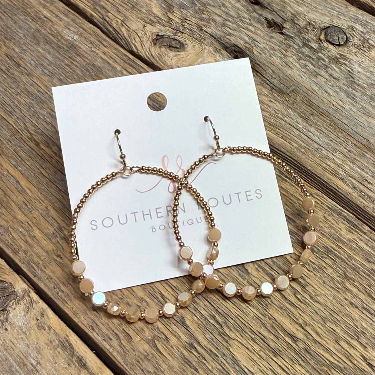 Beaded Circle Earrings | Taupe