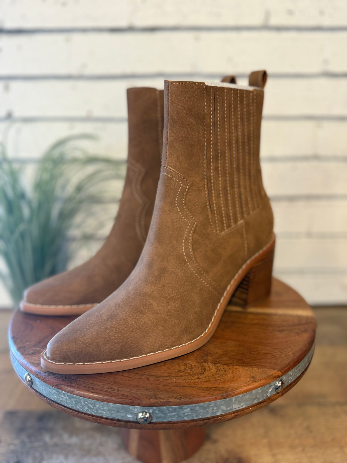 The Addison Paneled Western Boot | Brown