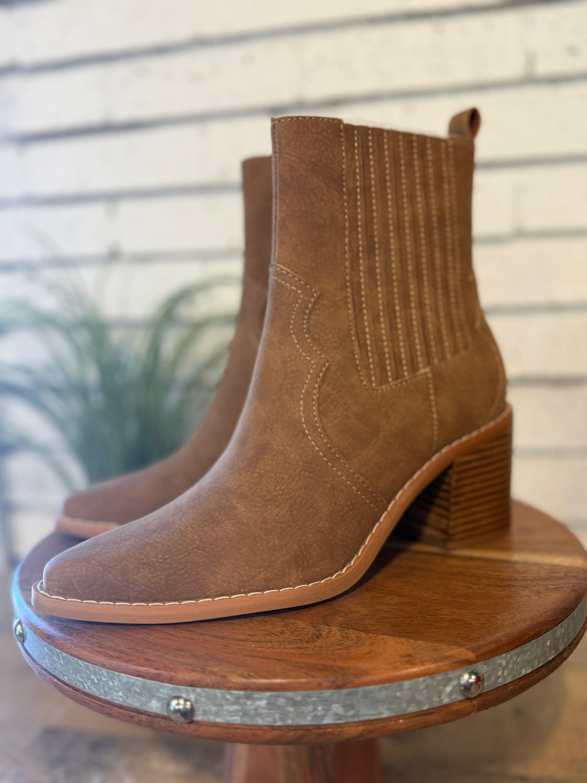 The Addison Paneled Western Boot | Brown