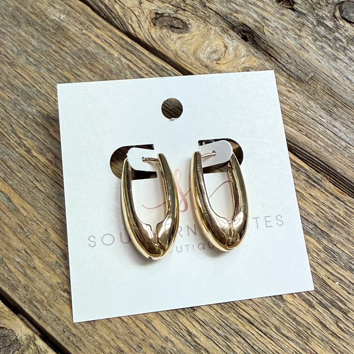 Oblong Huggie Earrings | Gold