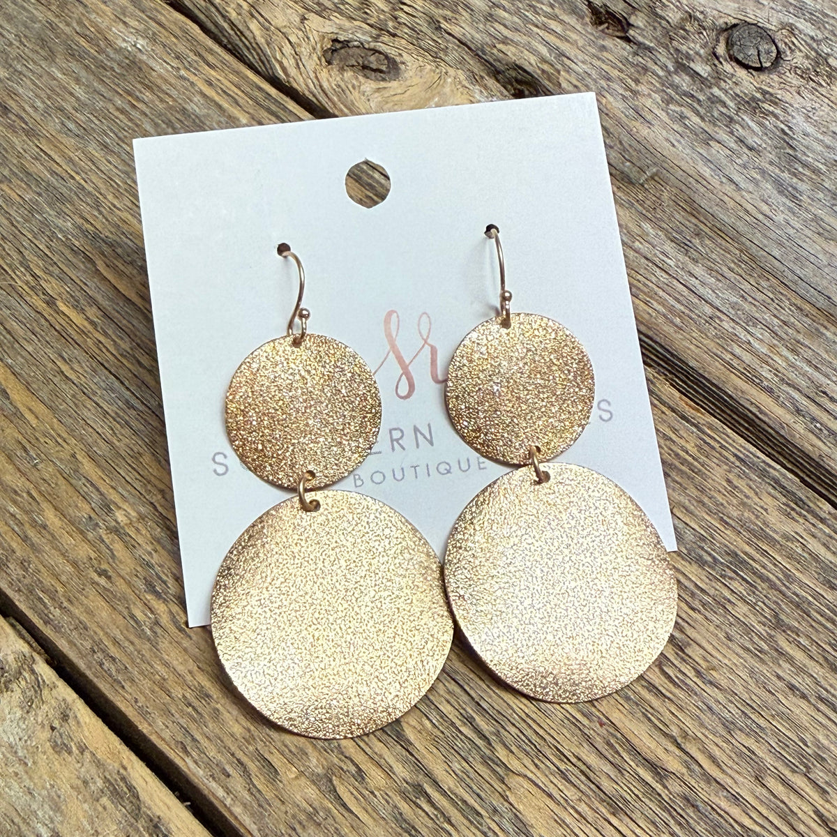 Shimmer Double Circle Drop Earrings | Gold
