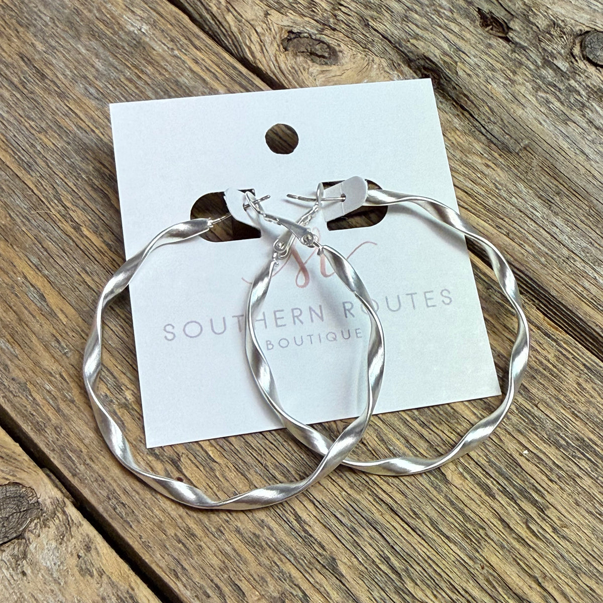 Twisted Hoop Earrings | Silver