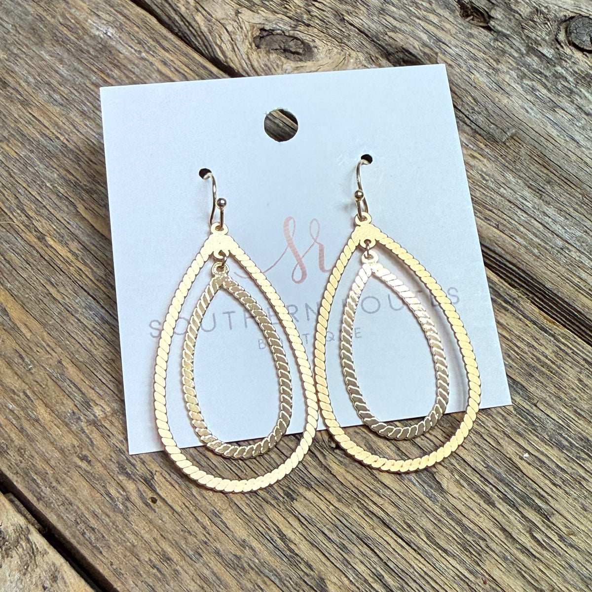 Layered Textured Teardrop Earrings | Gold