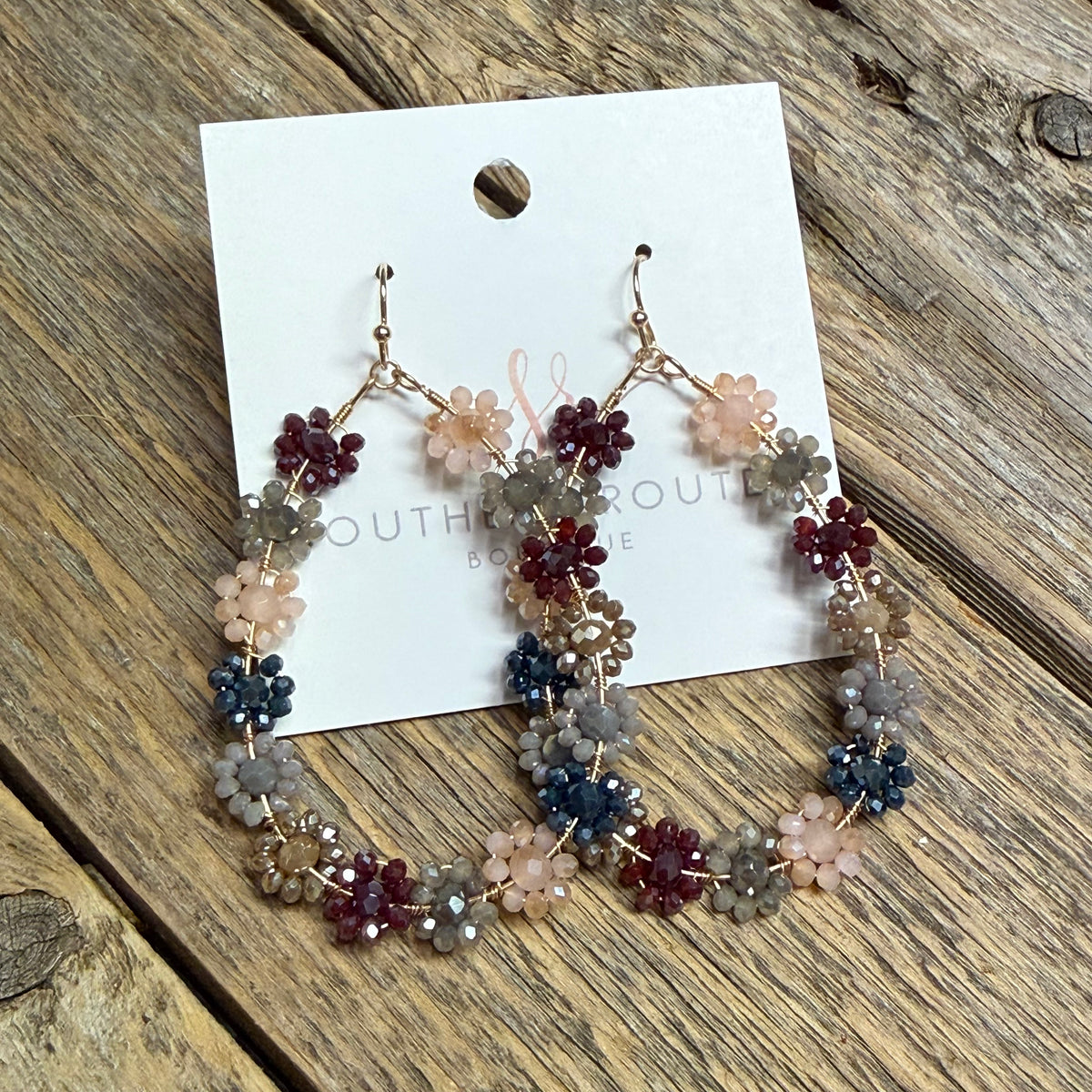 Floral Teardrop Earrings | Dark Multi Mix