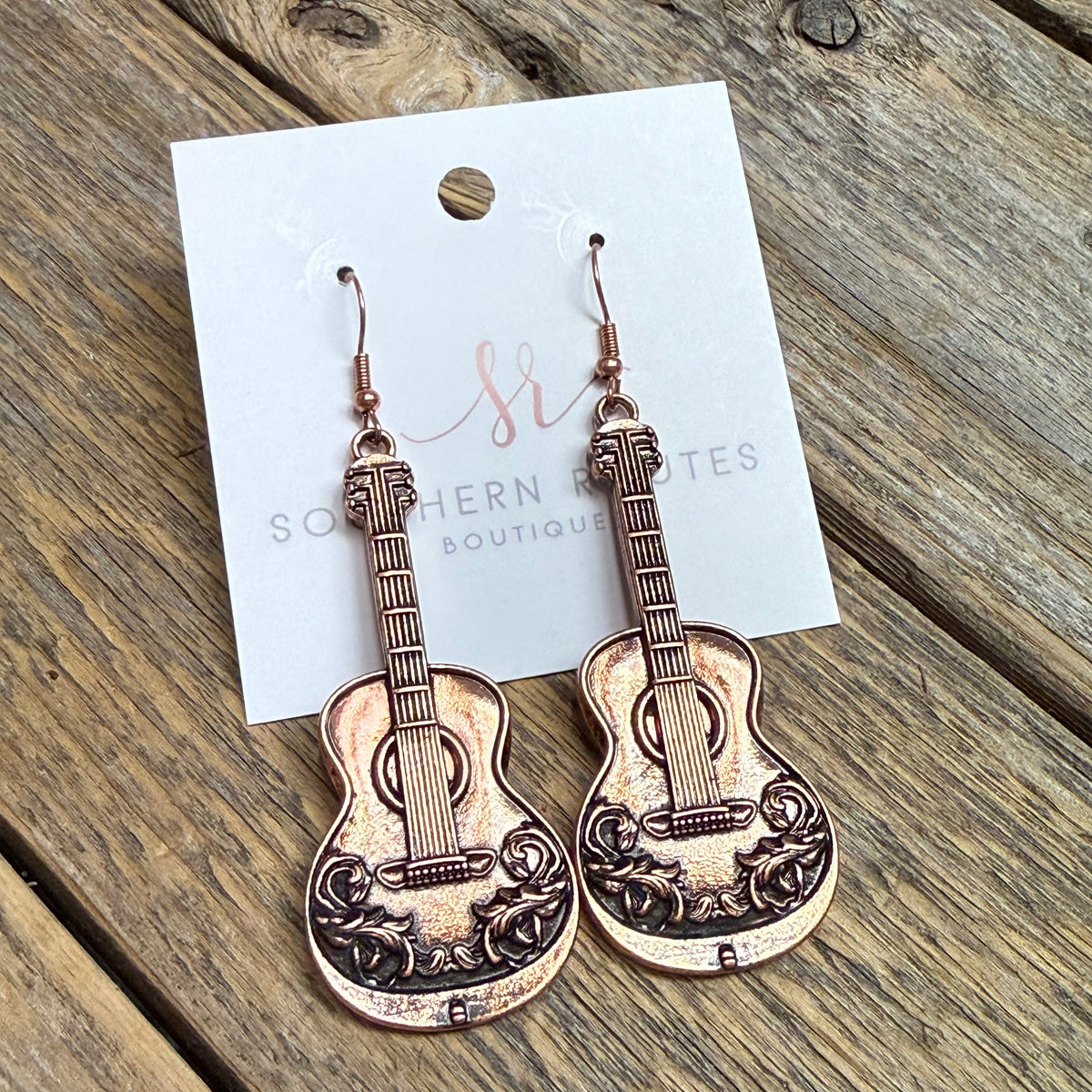 Guitar Western Earrings | Copper
