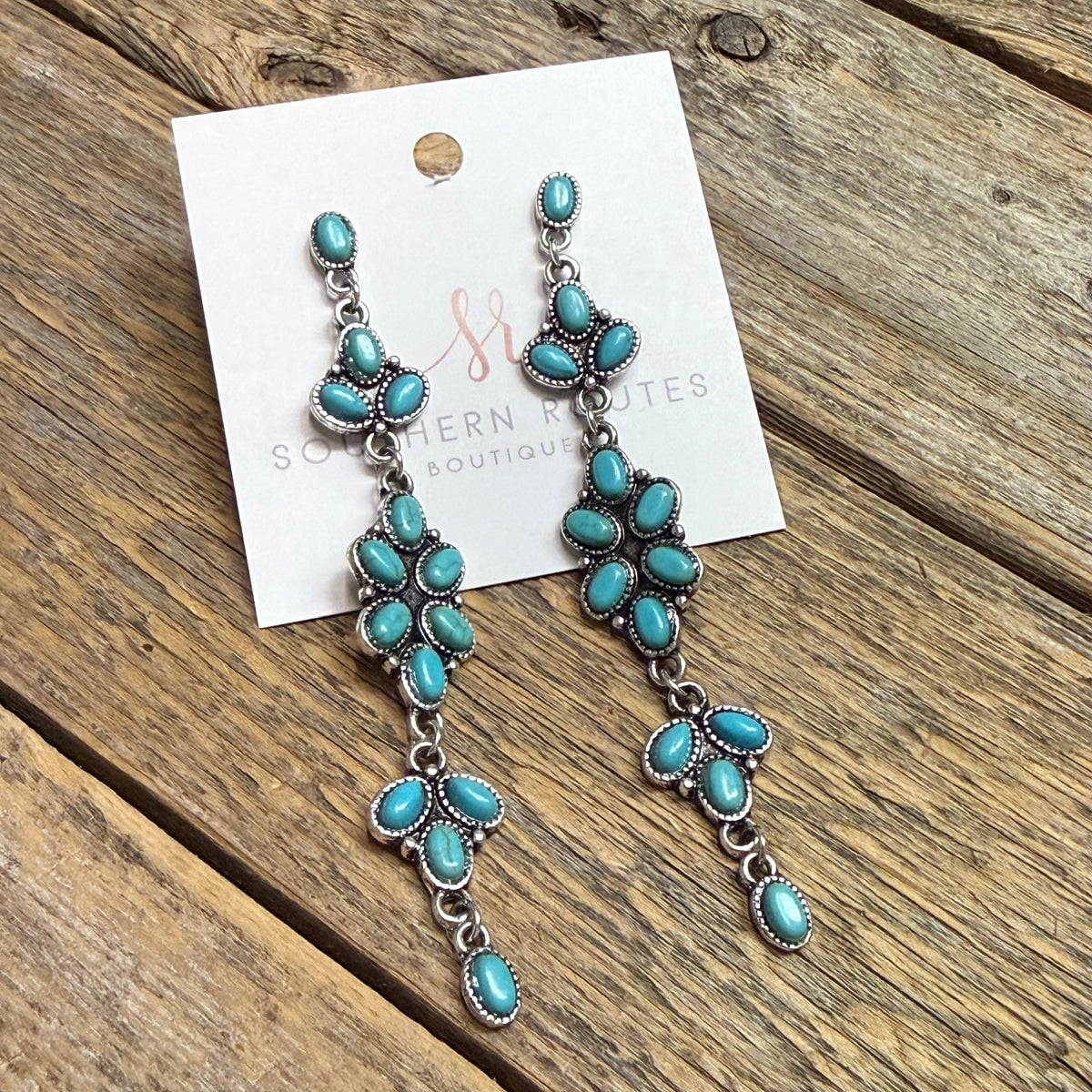 Turquoise Drop Western Earrings | Silver