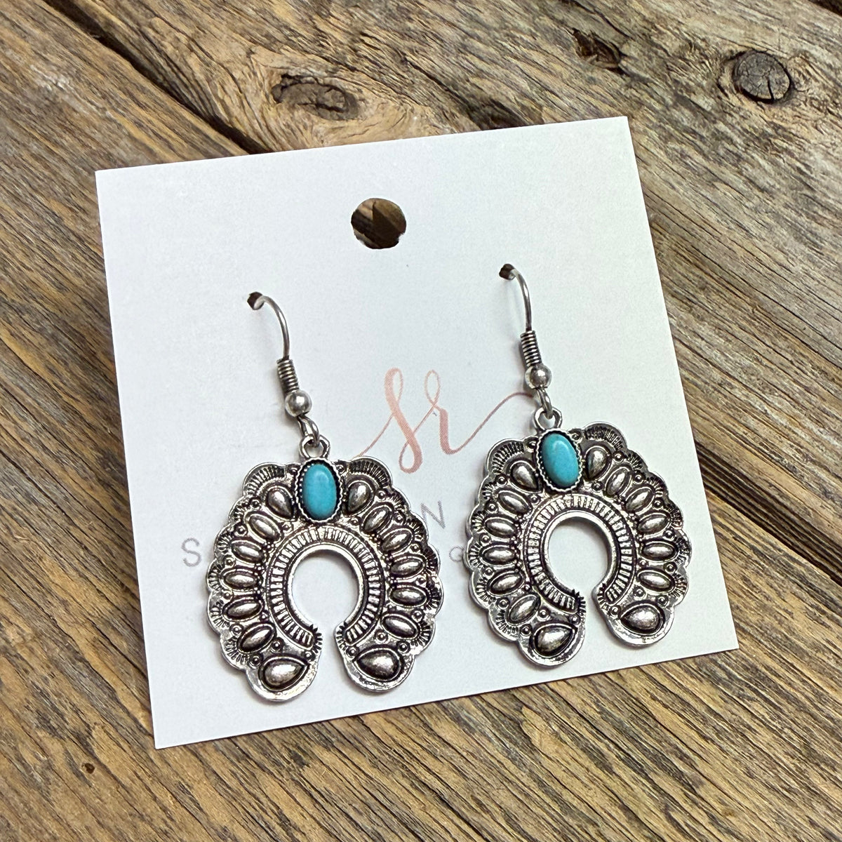 Turquoise Squash Blossom Western Earrings | Silver