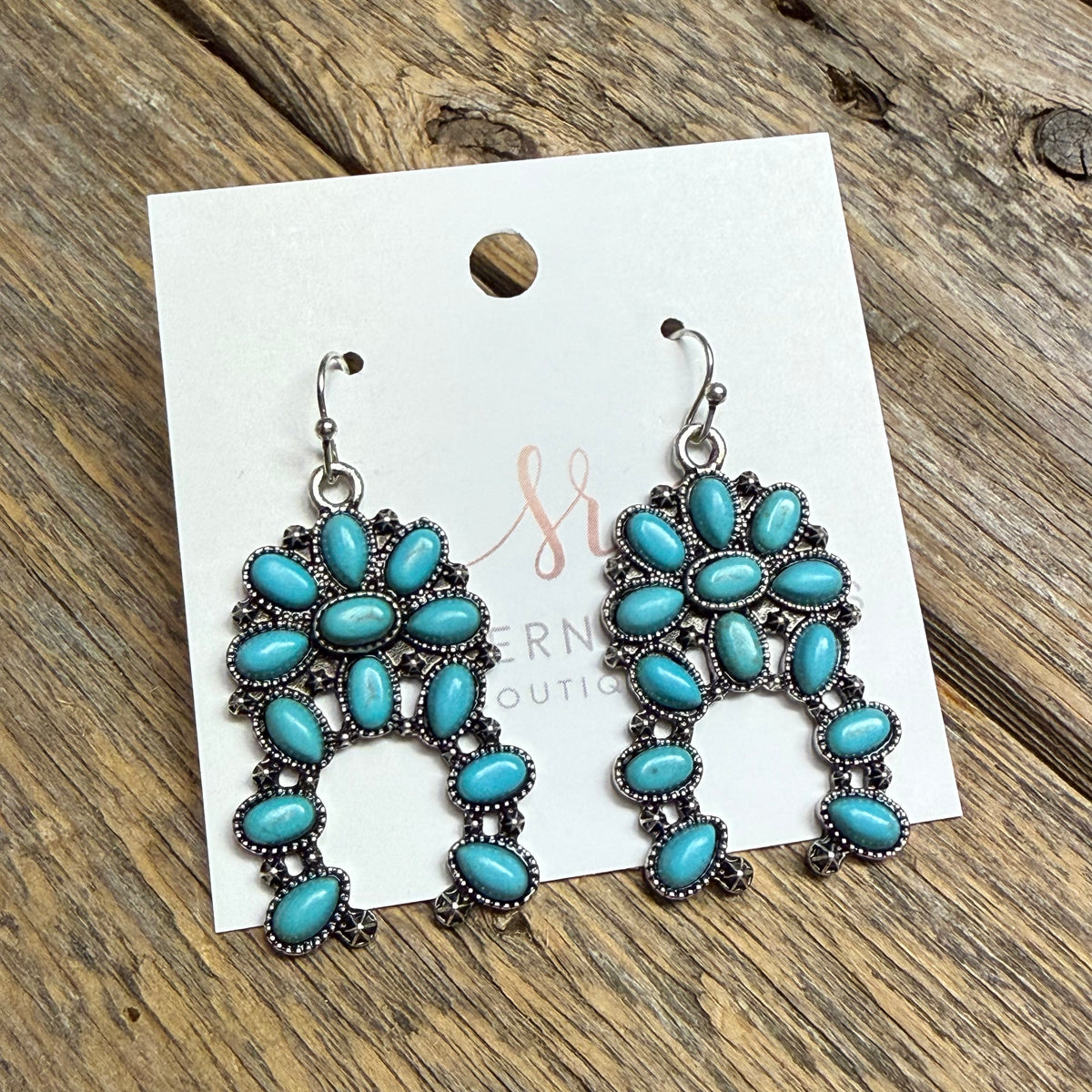 Turquoise Squash Blossom Western Earrings | Silver