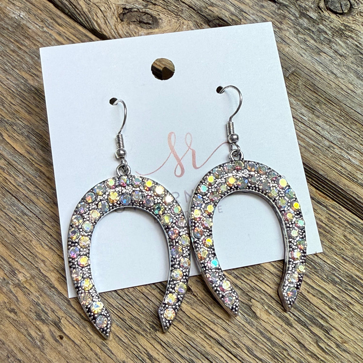 AB Crystal Western Earrings | Silver