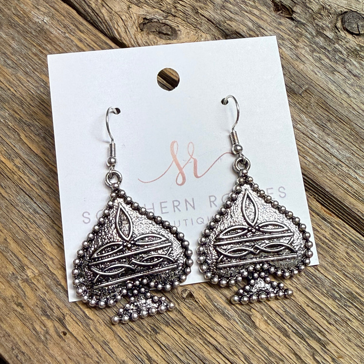 Spade Western Earrings | Silver