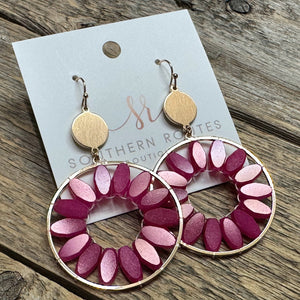 Circular Iridescent Earrings | Fuchsia