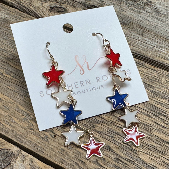 Star Drop Earrings | Red/White/Blue