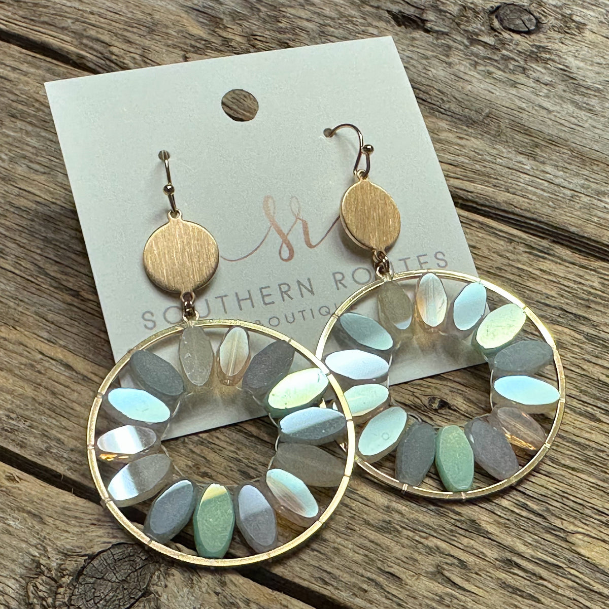 Circular Iridescent Earrings | Light Multi