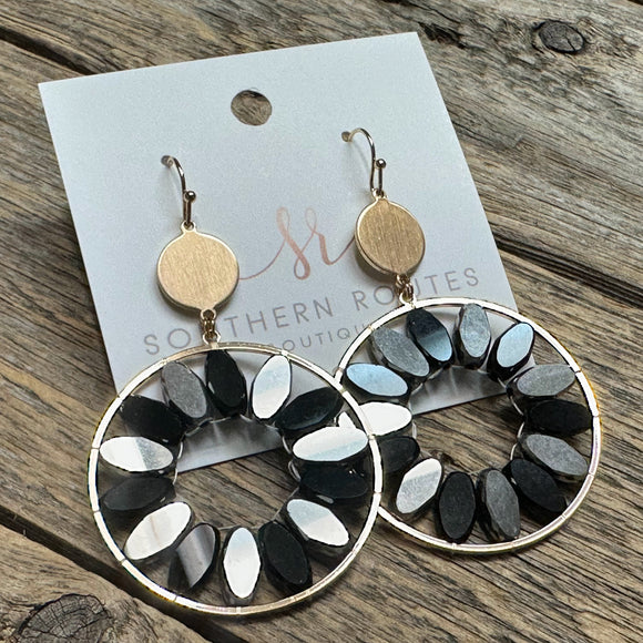 Circular Iridescent Earrings | Black