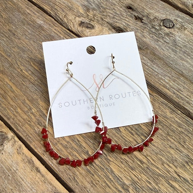 Beaded Teardrop Earrings | Maroon