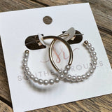 Pearl Accent Hoop Earrings | Gold