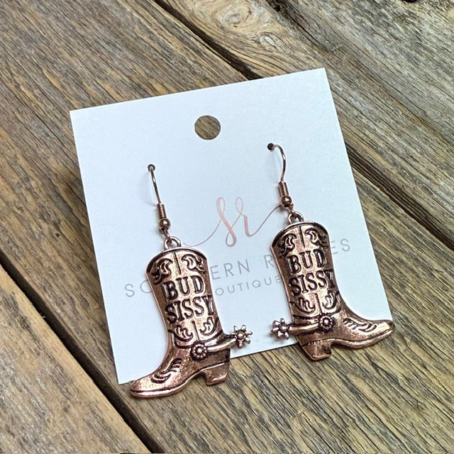 Bud & Sissy Boots Western Earrings | Copper