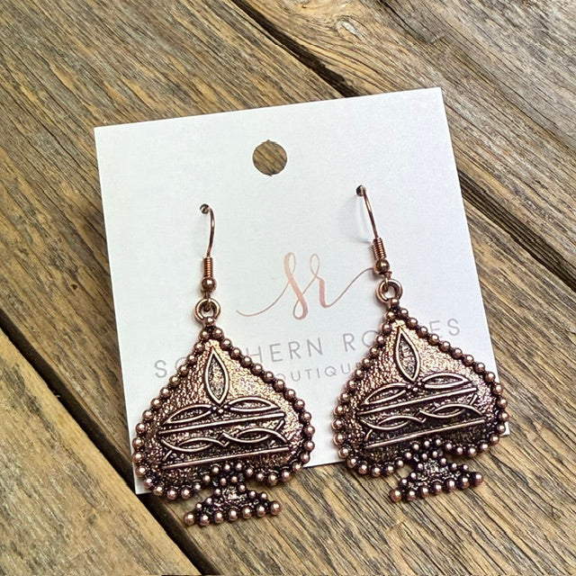 Spade Western Earrings | Copper