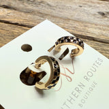 Checker Huggie Earrings | Gold/Black