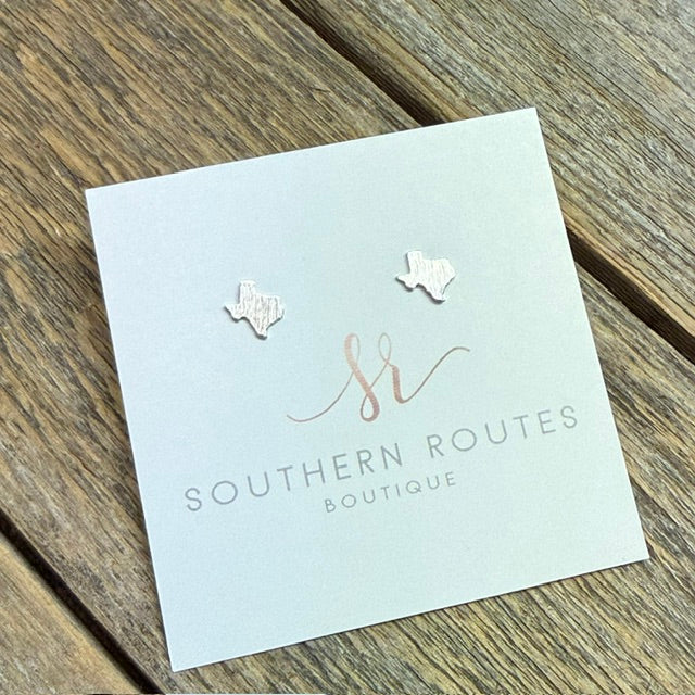 Texas Brushed Stud Earrings | Silver