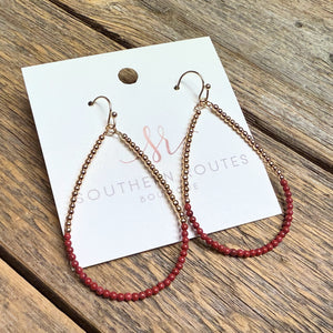 Beaded Teardrop Earrings | Burgundy