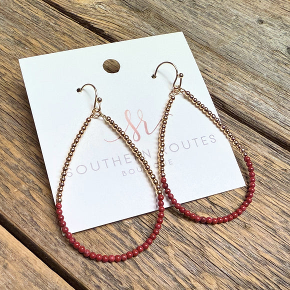 Beaded Teardrop Earrings | Burgundy