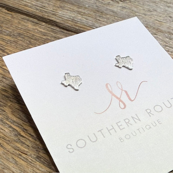 Texas Brushed Stud Earrings | Silver