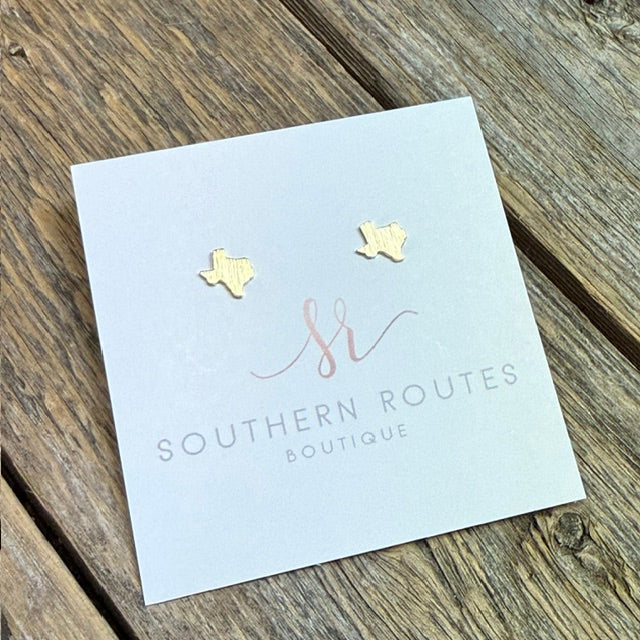 18k Gold Dipped Texas Brushed Stud Earrings | Gold