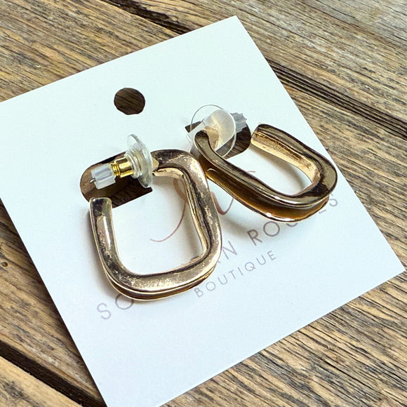Enamel Square Earrings | Gold/Brown