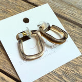 Enamel Square Earrings | Gold/Brown