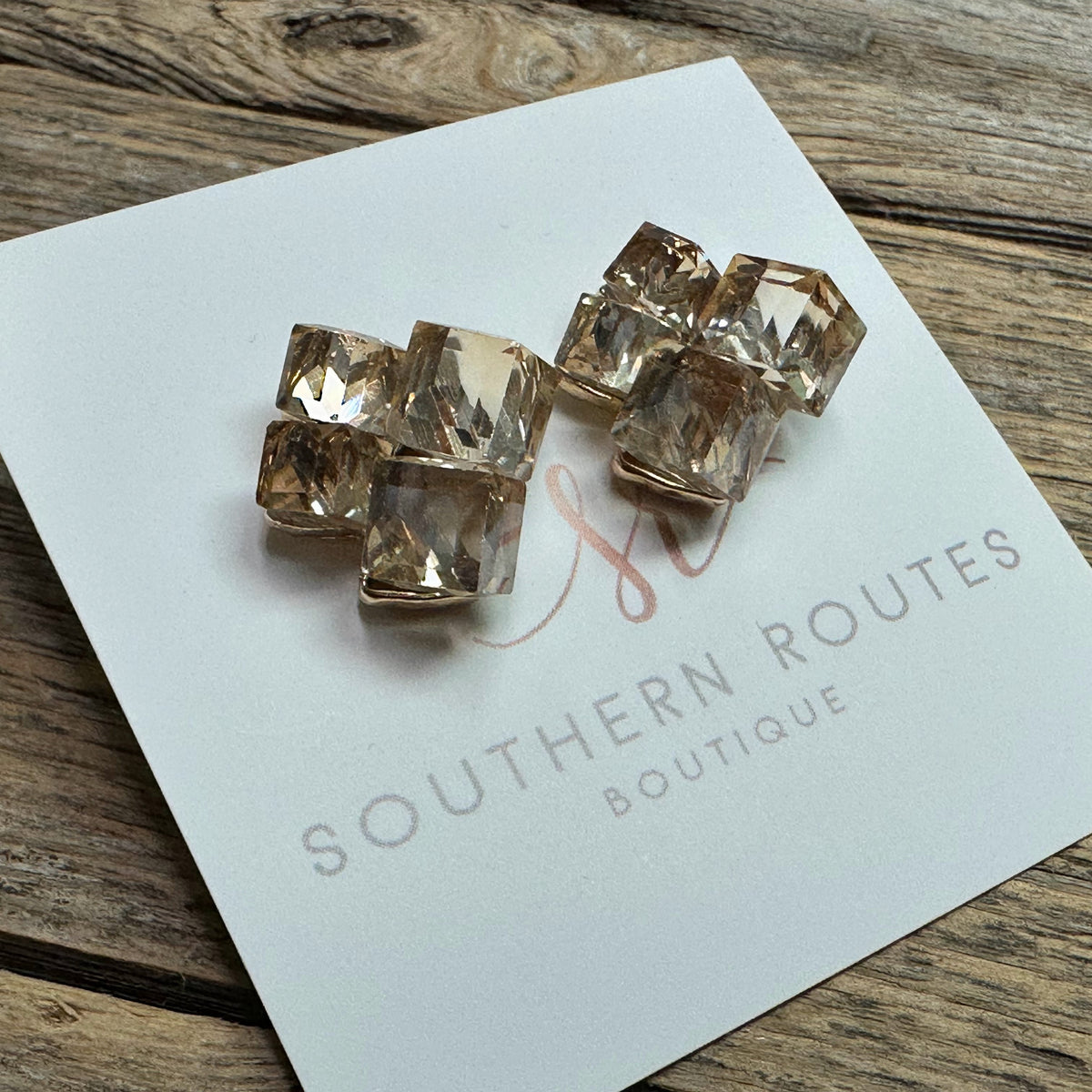 Crystal Cluster Statement Stud Earrings | Gold