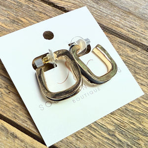 Enamel Square Earrings | Gold/Black