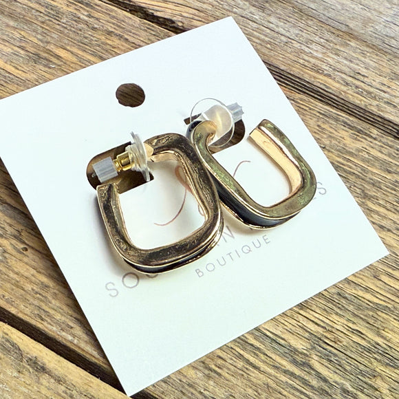 Enamel Square Earrings | Gold/Black