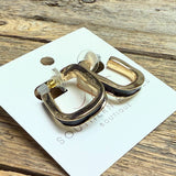 Enamel Square Earrings | Gold/Black
