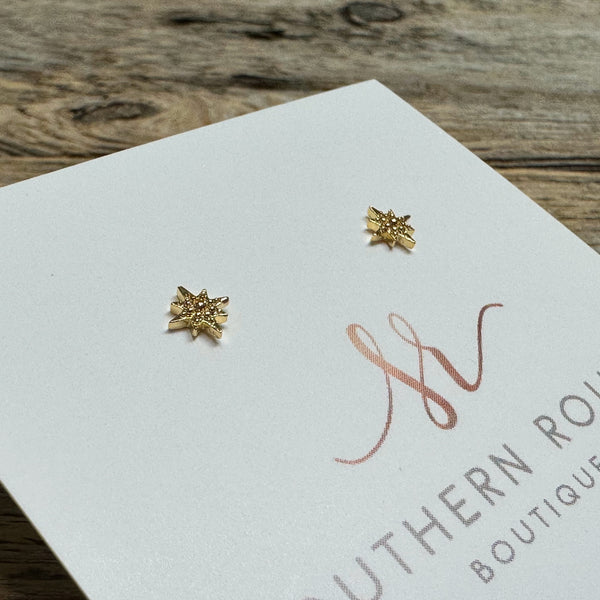 Celestial Star Petite Stud Earrings | 18K Gold Dipped