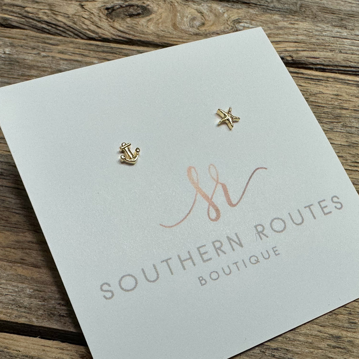 Anchor Starfish Petite Stud Earrings | 18K Gold Dipped