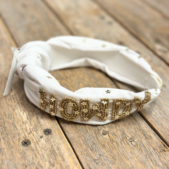 Embellished Knot Headband | White Howdy