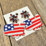 America Patriotic Seed Bead Earrings