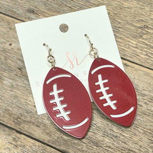 Layered Football Earrings | Red+White