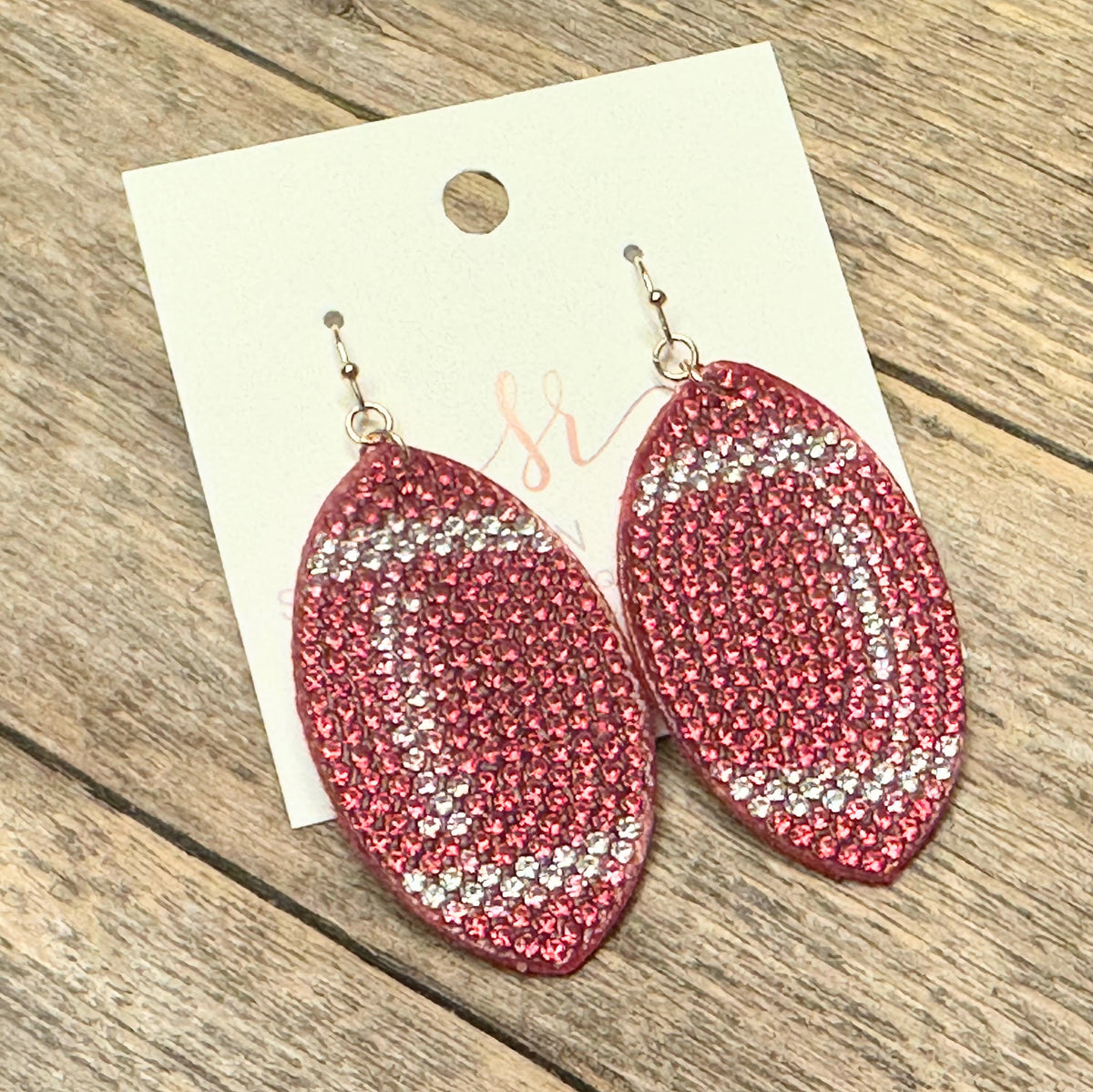 Crystal Football Earrings | Red