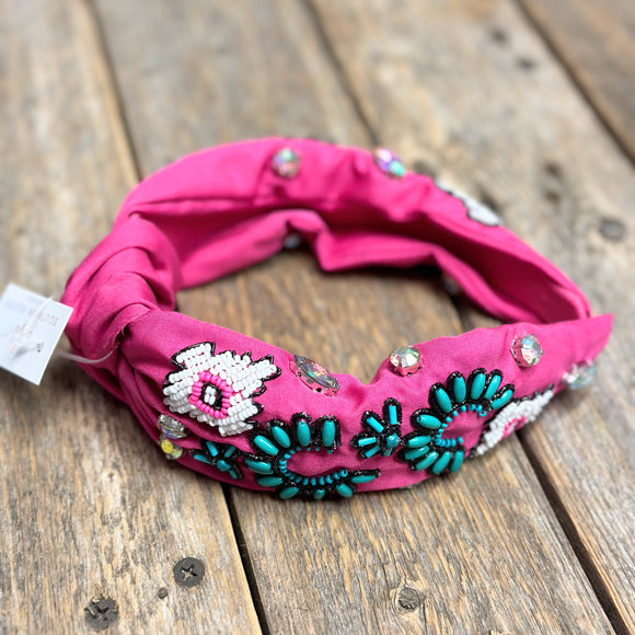 Embellished Knot Headband | Pink Squash Blossom