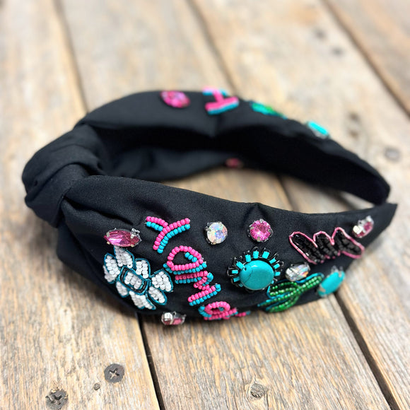Embellished Knot Headband | Black Howdy Fun