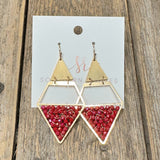Triangular Bead Earrings | Red